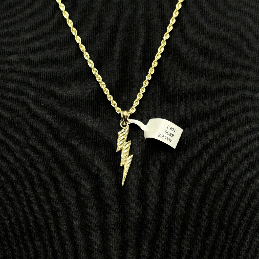 Gold Lightning Storm Charm 10k Real Yellow Gold Polish