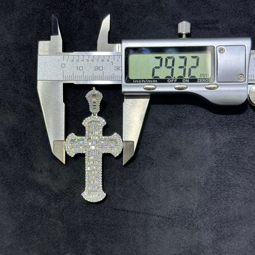 4.21 Ct Round Cut Natural Moissanite Men's Cross Pendant in 925 Sterling Silver