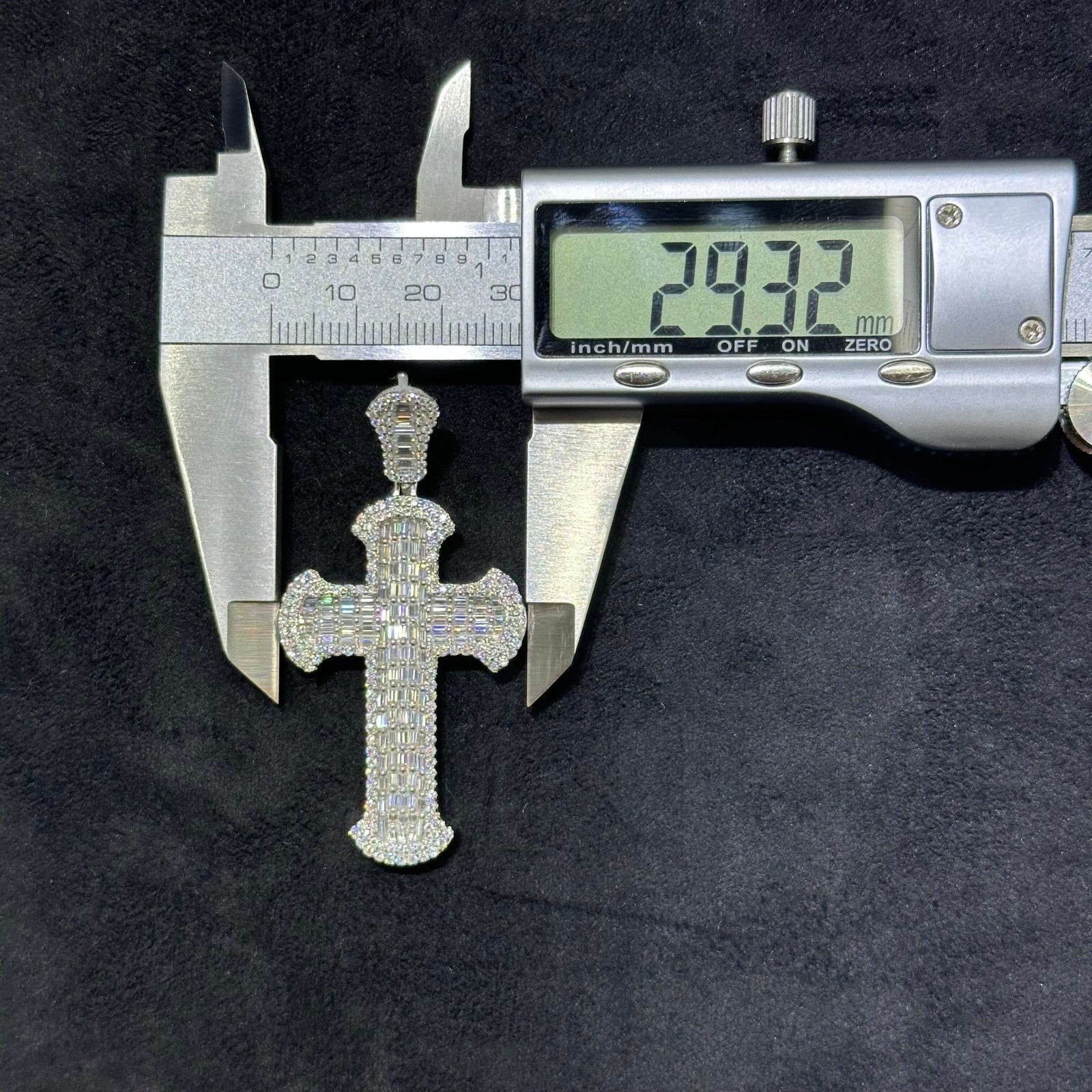 4.21 Ct Round Cut Natural Moissanite Men's Cross Pendant in 925 Sterling Silver