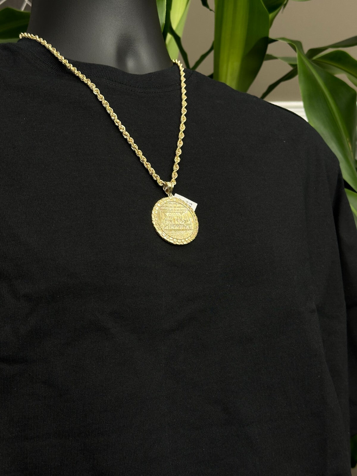 Round Last Supper Charm with Nuggets 10k Real Gold