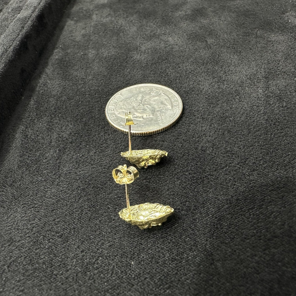 10K Solid Yellow Gold Lion Head CZ Stud Earring. Men Women Children