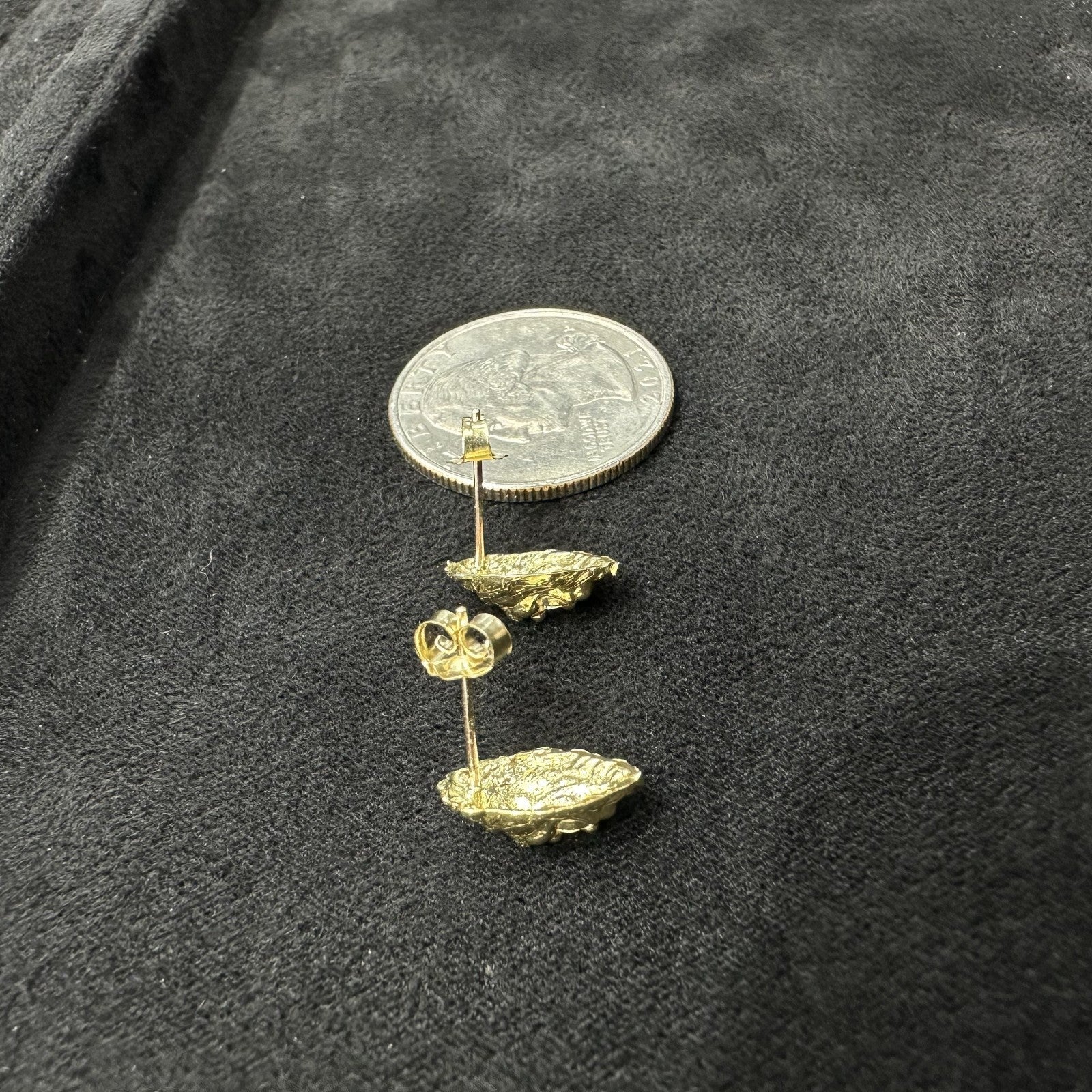 10K Solid Yellow Gold Lion Head CZ Stud Earring. Men Women Children