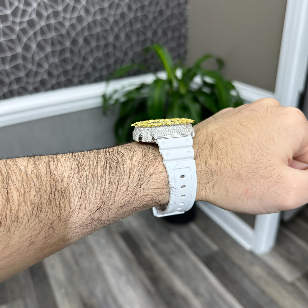 Men Moissanite Real 925 Silver Iced Watch with Thorn and Rubber Band