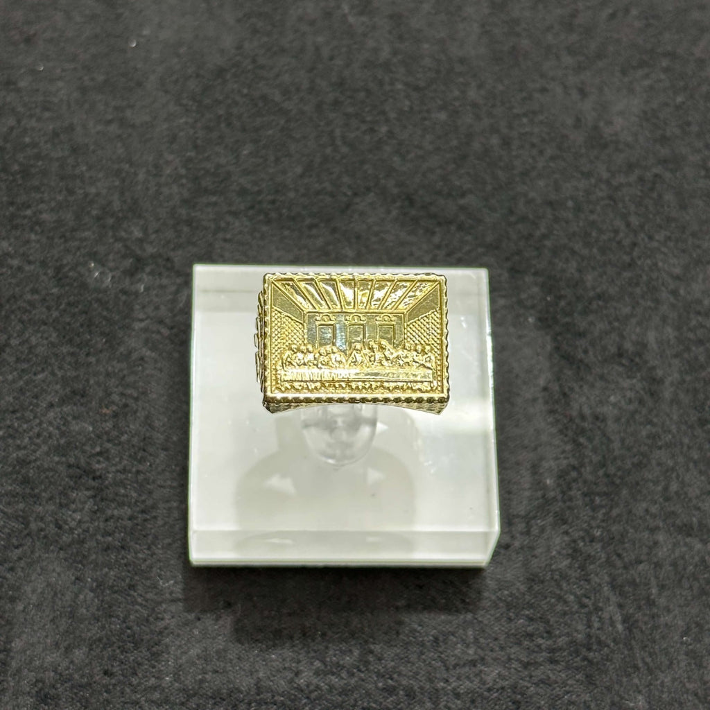 10k Gold Square Last Supper Ring Man Woman ANY SIZE