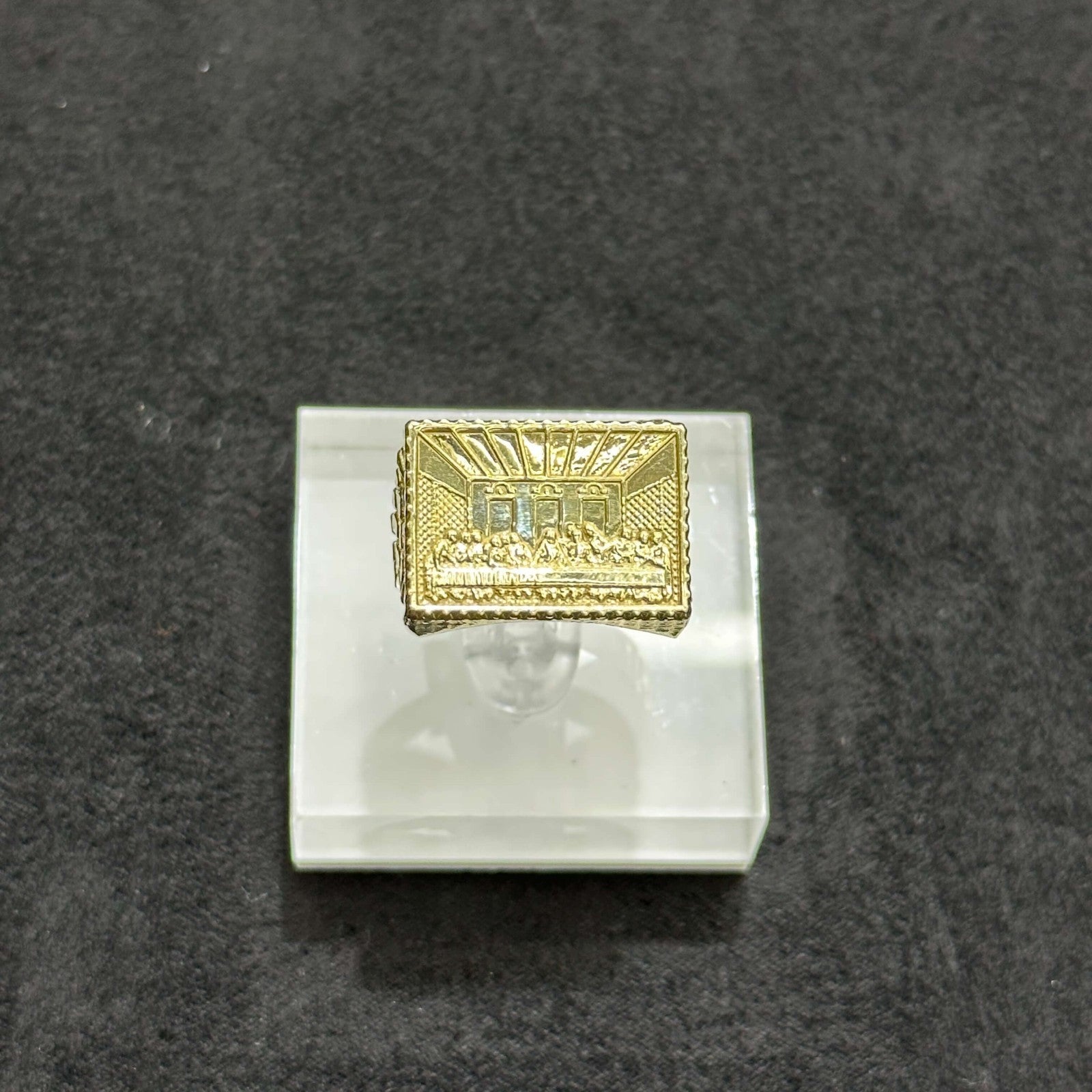 10k Gold Square Last Supper Ring Man Woman ANY SIZE