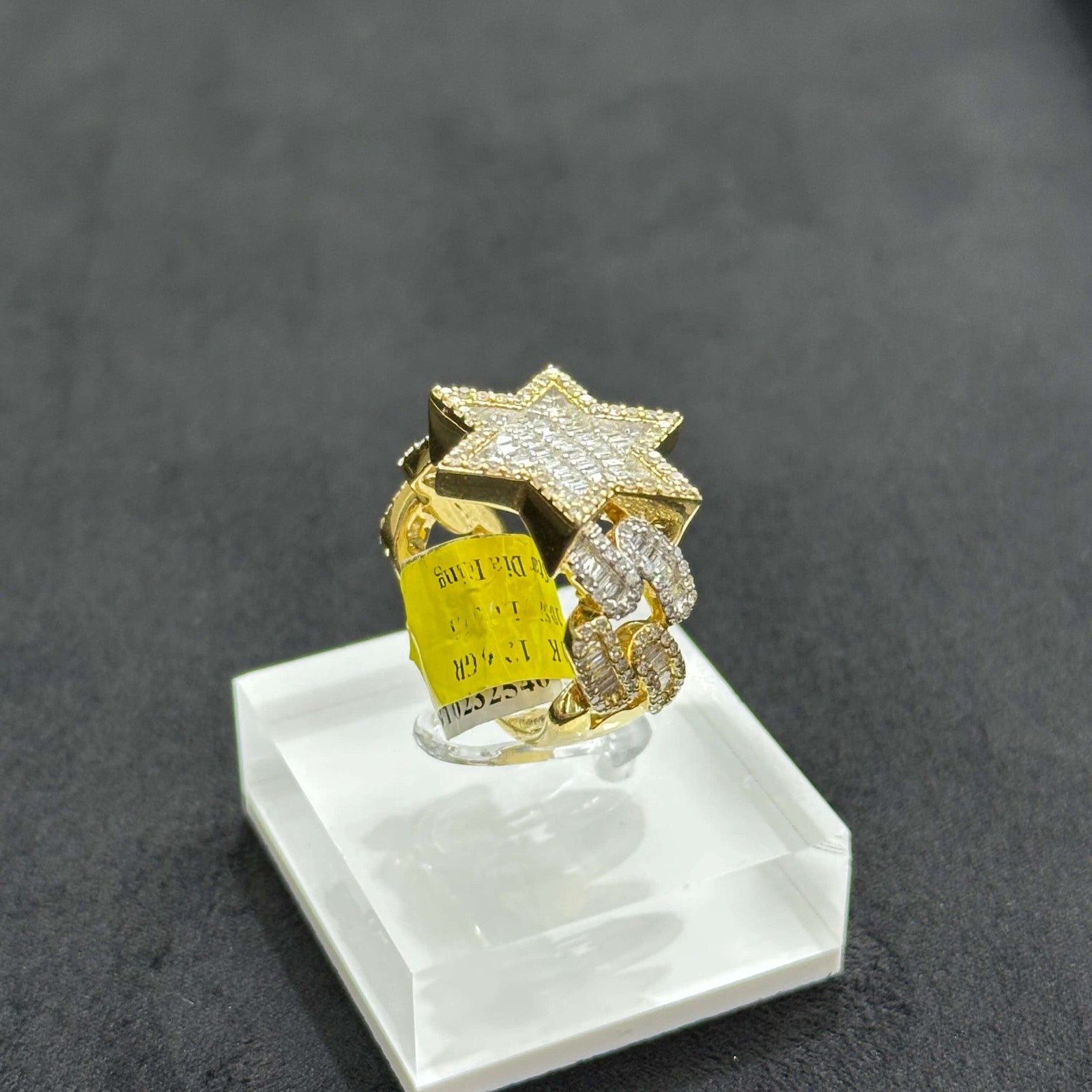 David Star Natural Diamond Ring with 10k Yellow Gold Male Female All SIZE