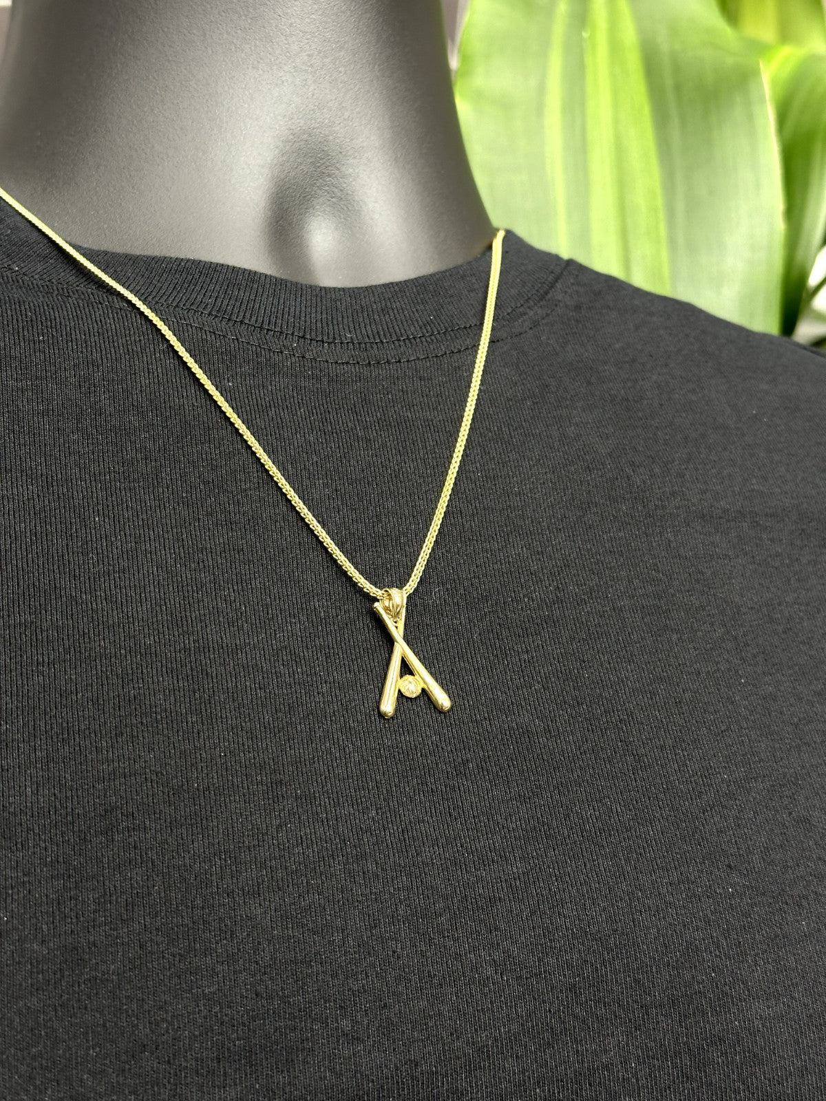 10K Yellow Gold Baseball Baseball Bat Charm Pendant