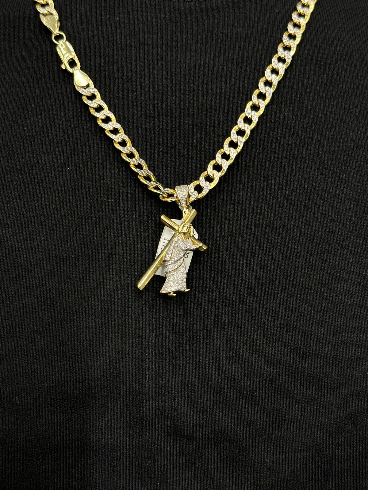 Jesus with Cross Pendant Charm 10K Real Gold 1.05CTW Real Diamonds