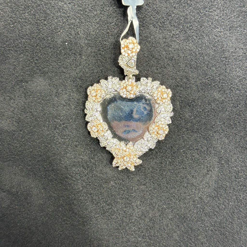 Heart with Flowers Moissanite 2.75CTW with 925 Silver Rose Gold Plated