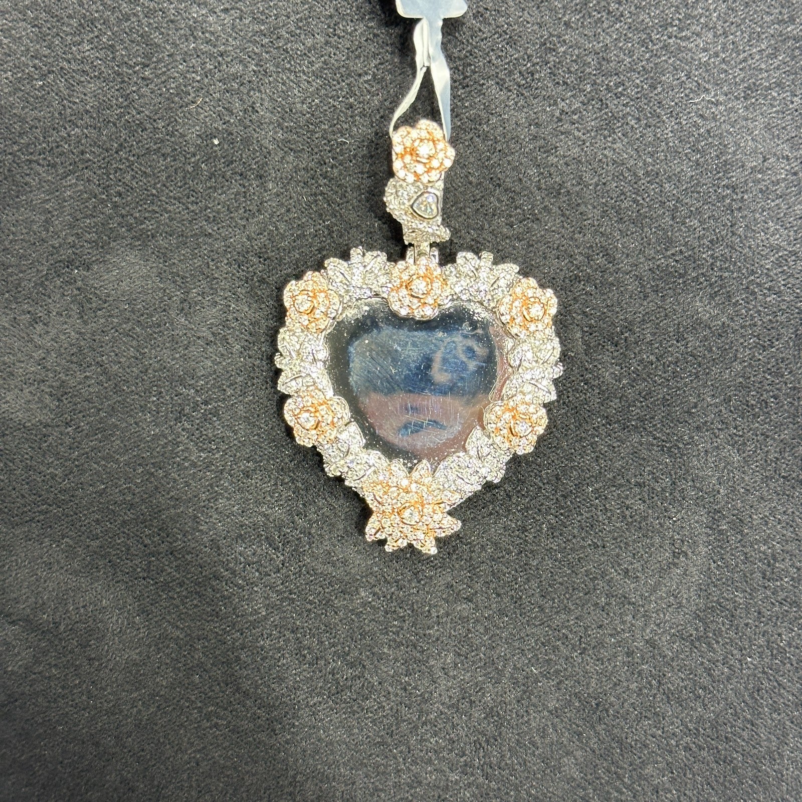 Heart with Flowers Moissanite 2.75CTW with 925 Silver Rose Gold Plated
