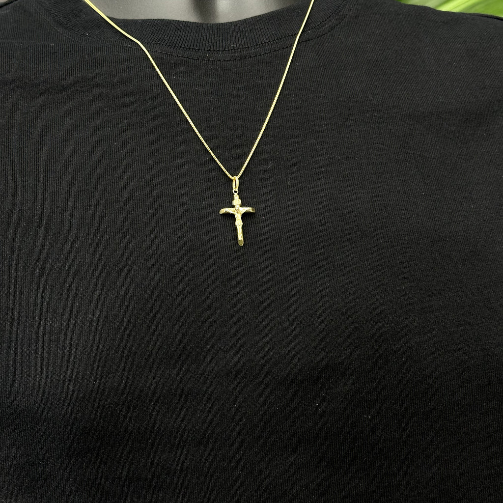 Real Solid 10K Yellow Gold Polished Small Cross Charm Pendant