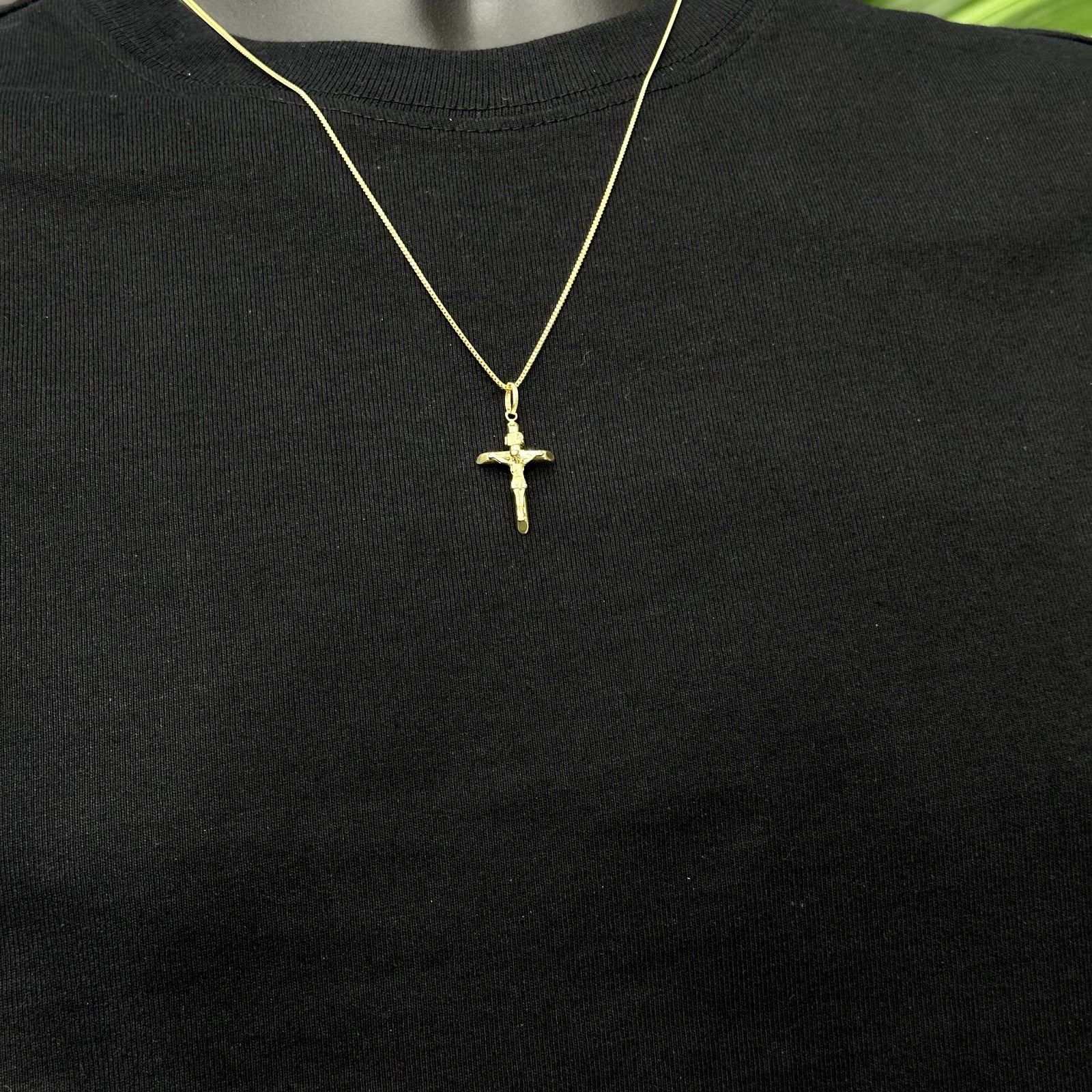 Real Solid 10K Yellow Gold Polished Small Cross Charm Pendant