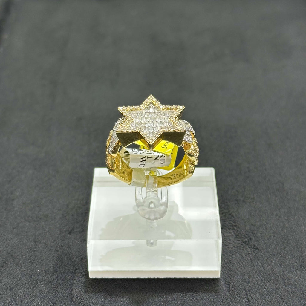 David Star Natural Diamond Ring with 10k Yellow Gold Male Female All SIZE
