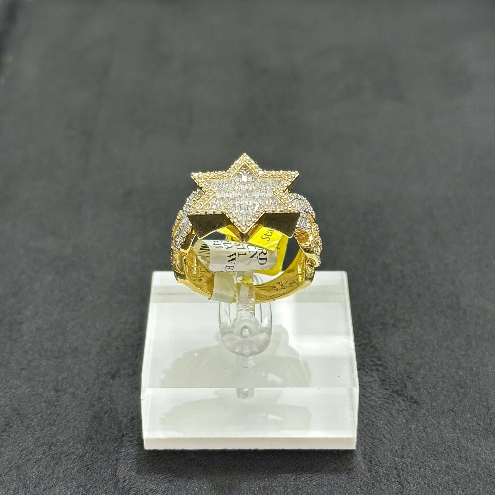 David Star Natural Diamond Ring with 10k Yellow Gold Male Female All SIZE