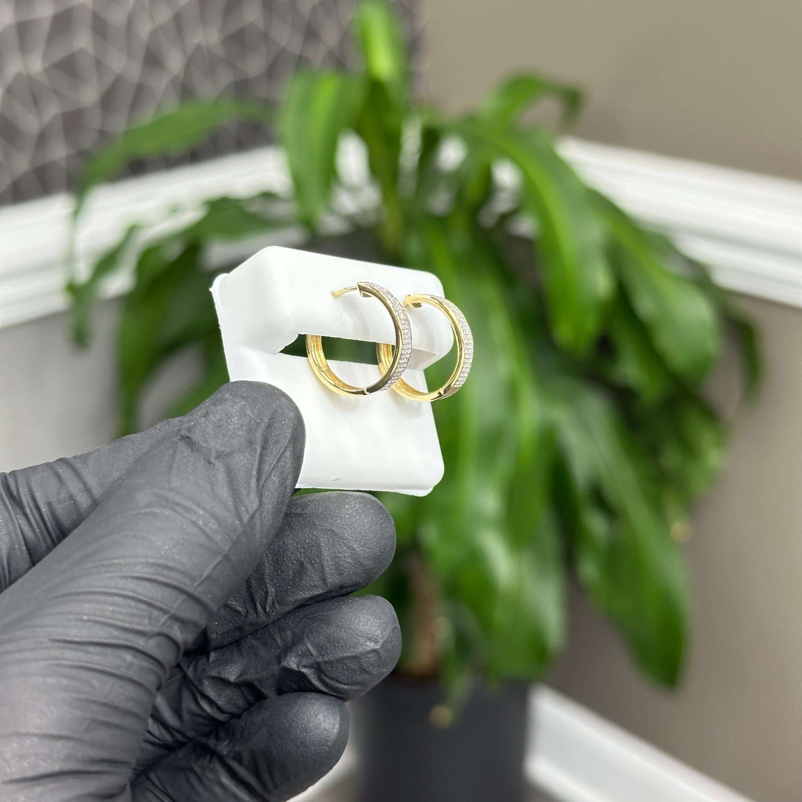 Genuine Natural Diamond Hoop Earrings .35 CTW 10k Gold