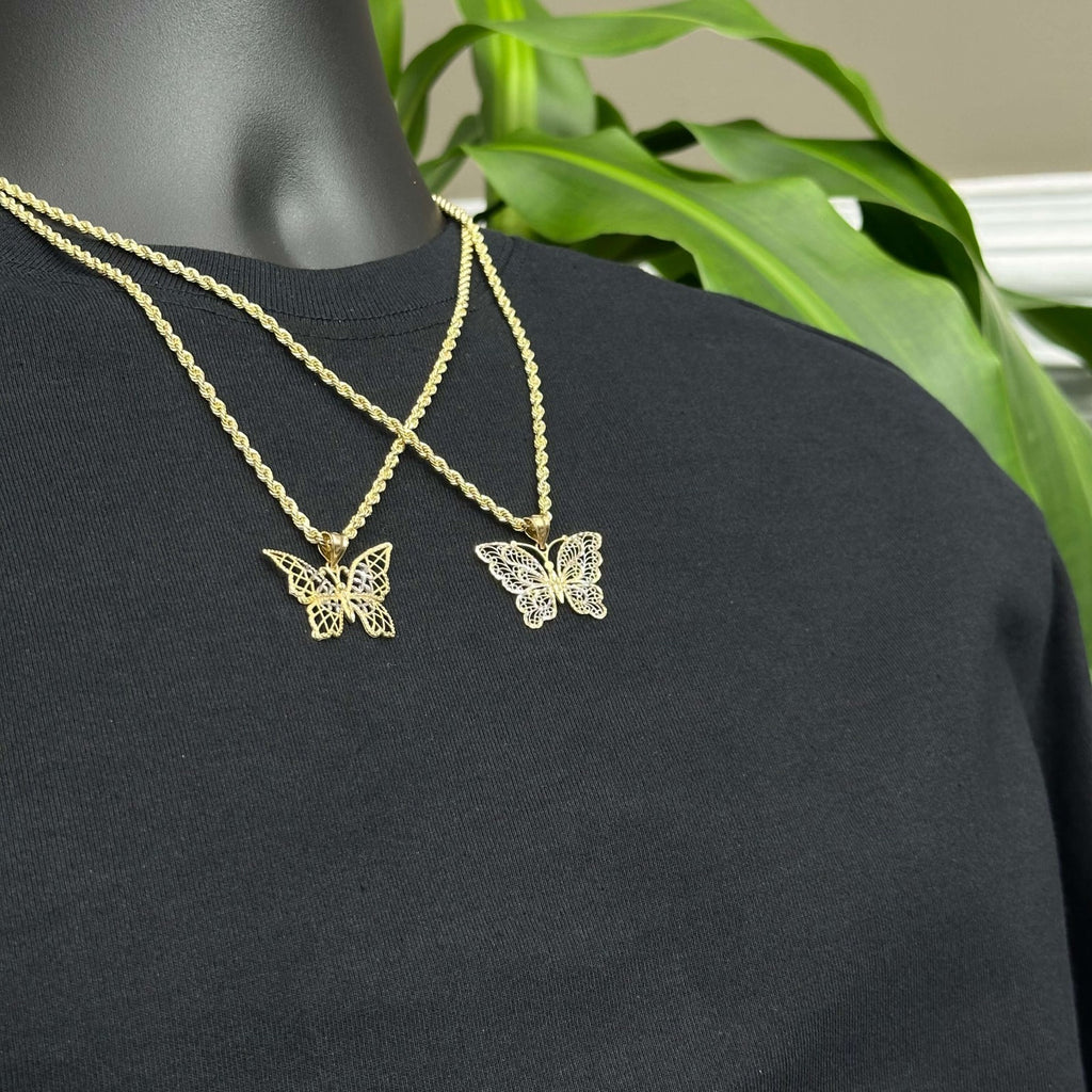 10k Real Gold Charm Butterfly Pendant Women's Jewelry