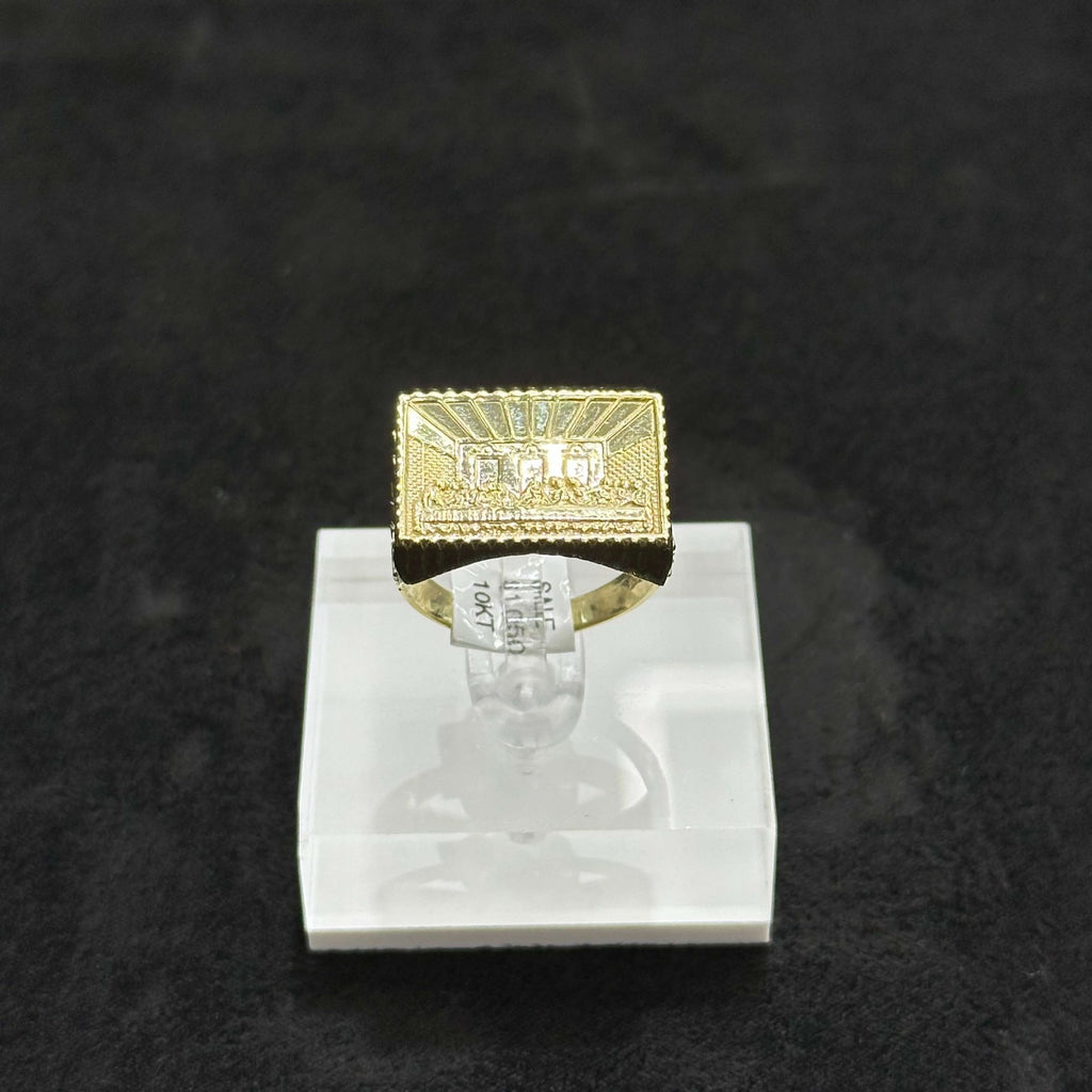 10k Gold Square Last Supper Ring Man Woman ANY SIZE