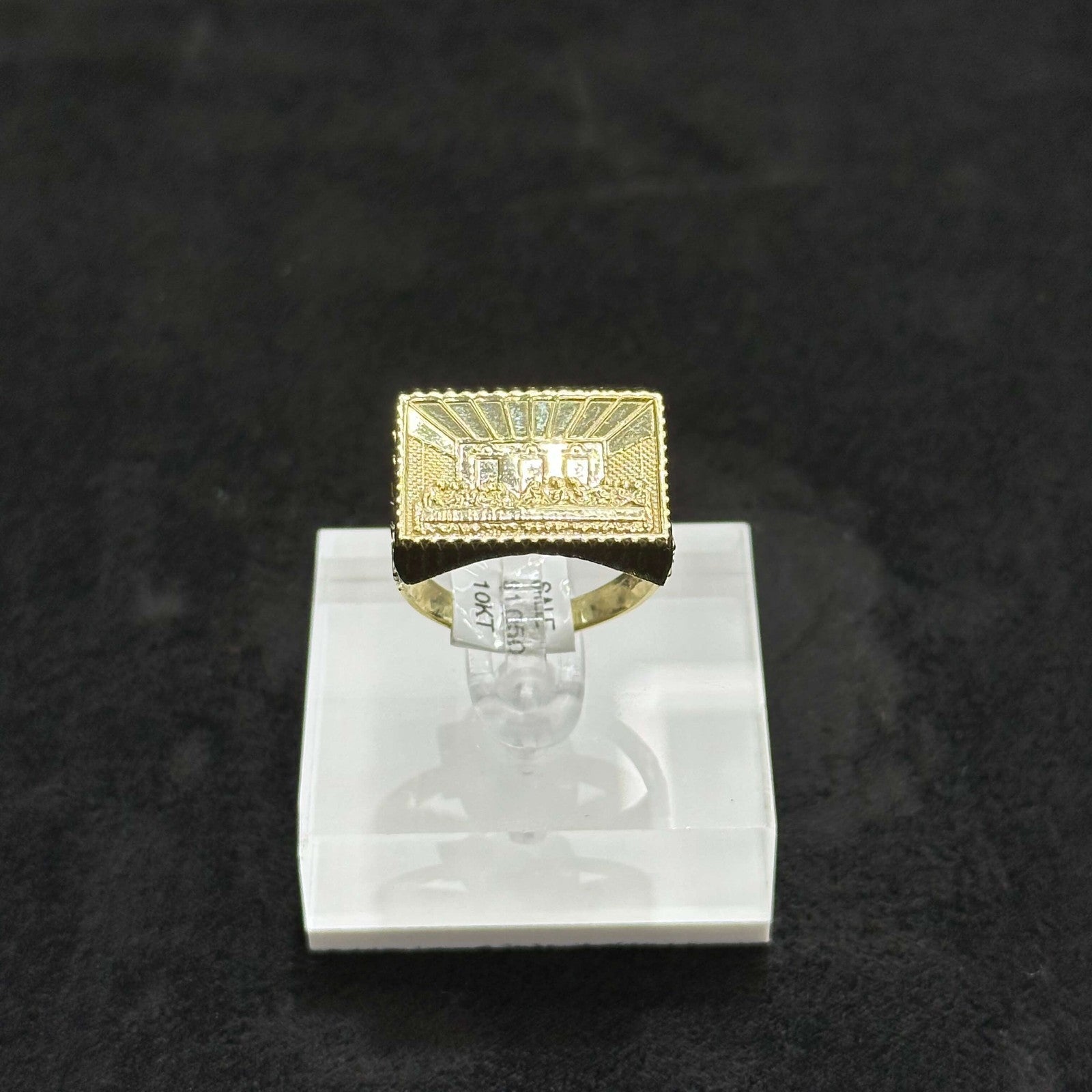 10k Gold Square Last Supper Ring Man Woman ANY SIZE