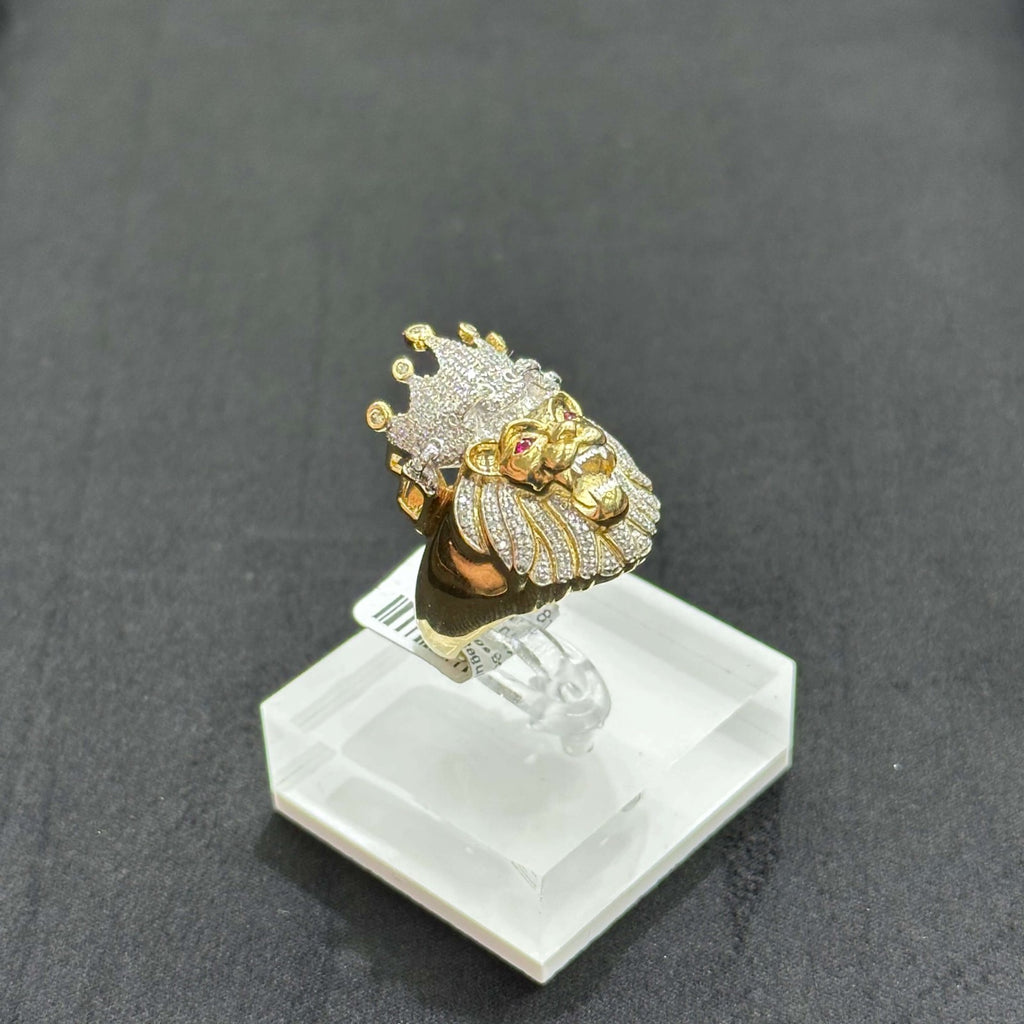 Natural Diamond Leon Head Ring 10k Gold Ring Man 0.5 ctw