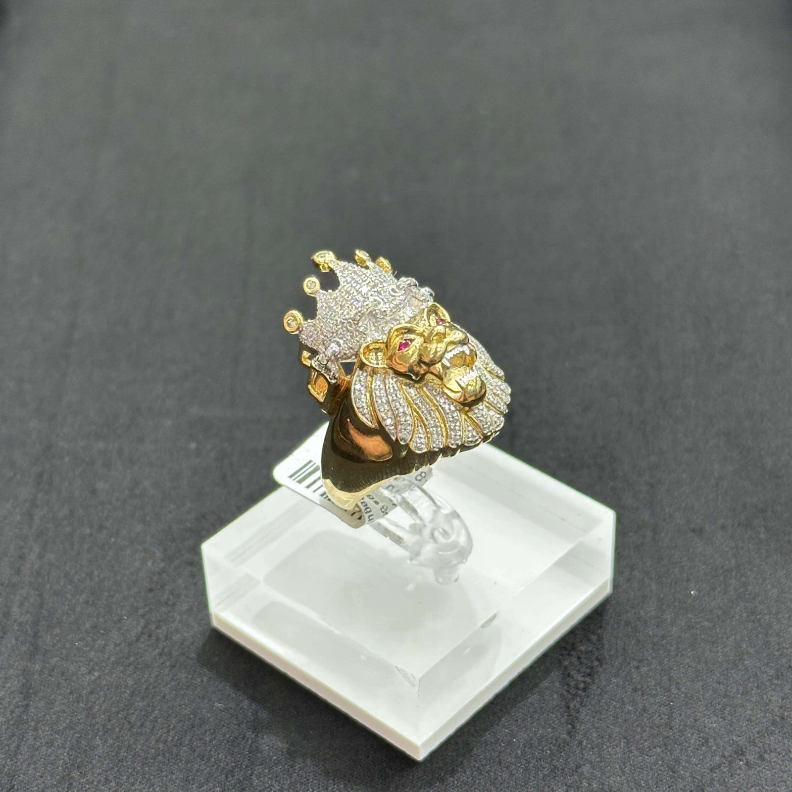 Natural Diamond Leon Head Ring 10k Gold Ring Man 0.5 ctw