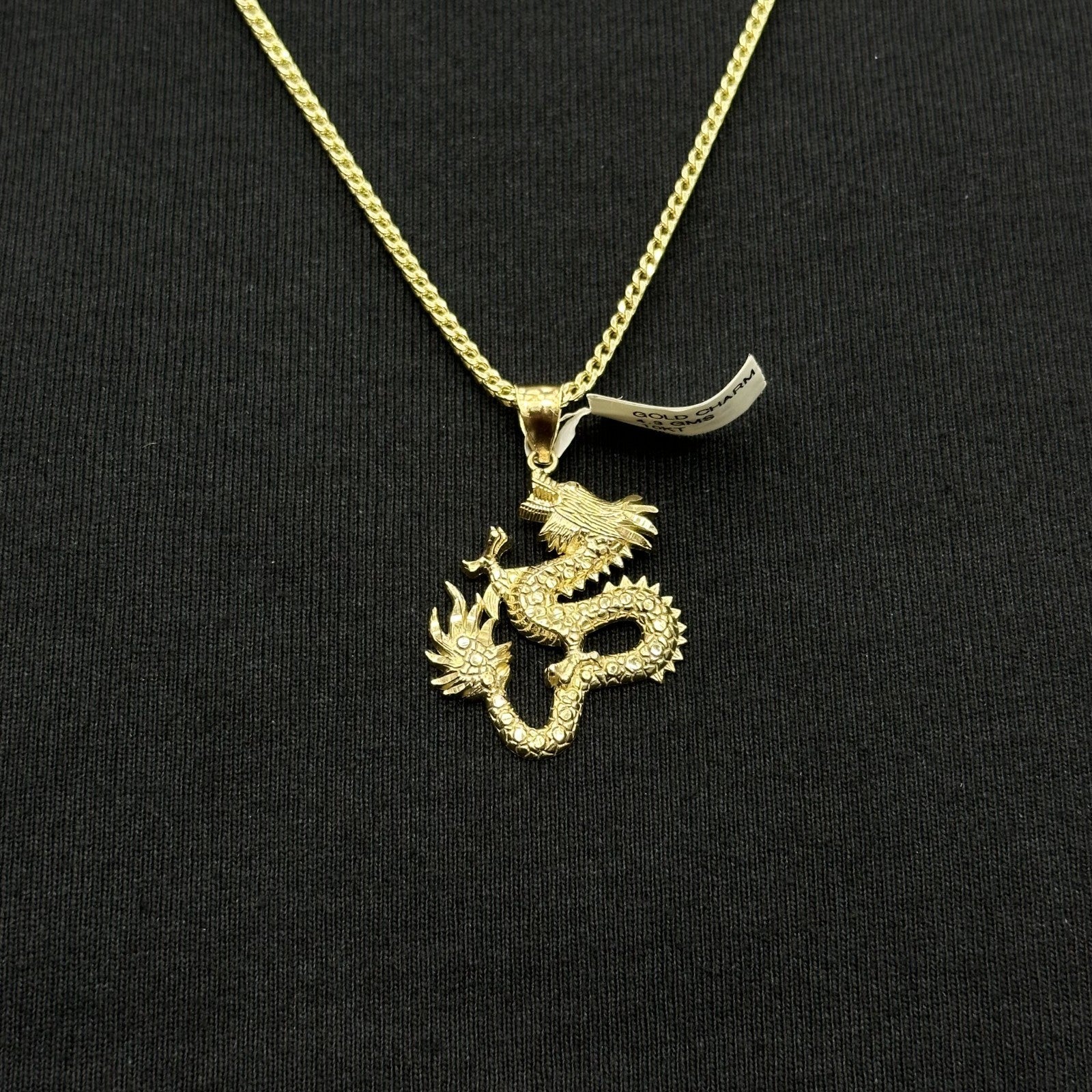 10k Yellow Gold Chinese Dragon Pendant Unisex Charm Asian Mythology Jewelry