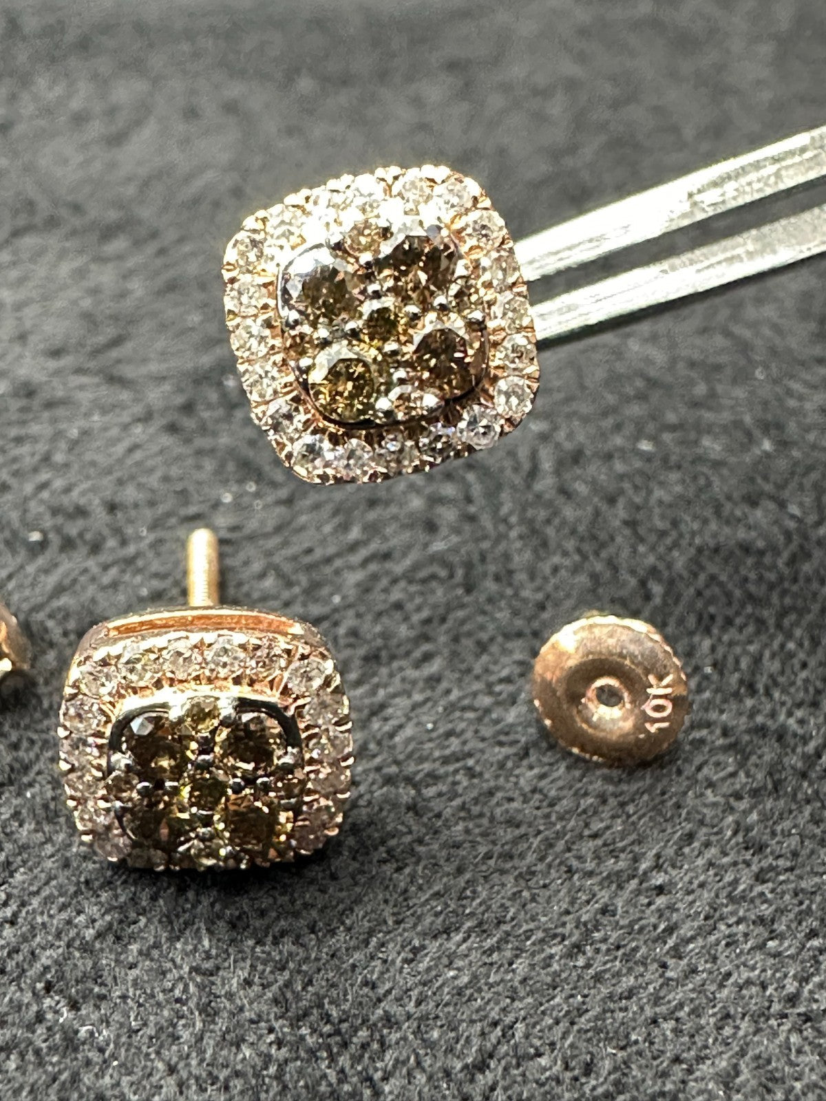 Diamond Earrings Rose Gold 10k Real Diamonds 1/2 ct