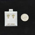 10K Real Yellow Gold Cross Stud Earrings - Unisex Religious Fine Jewelry