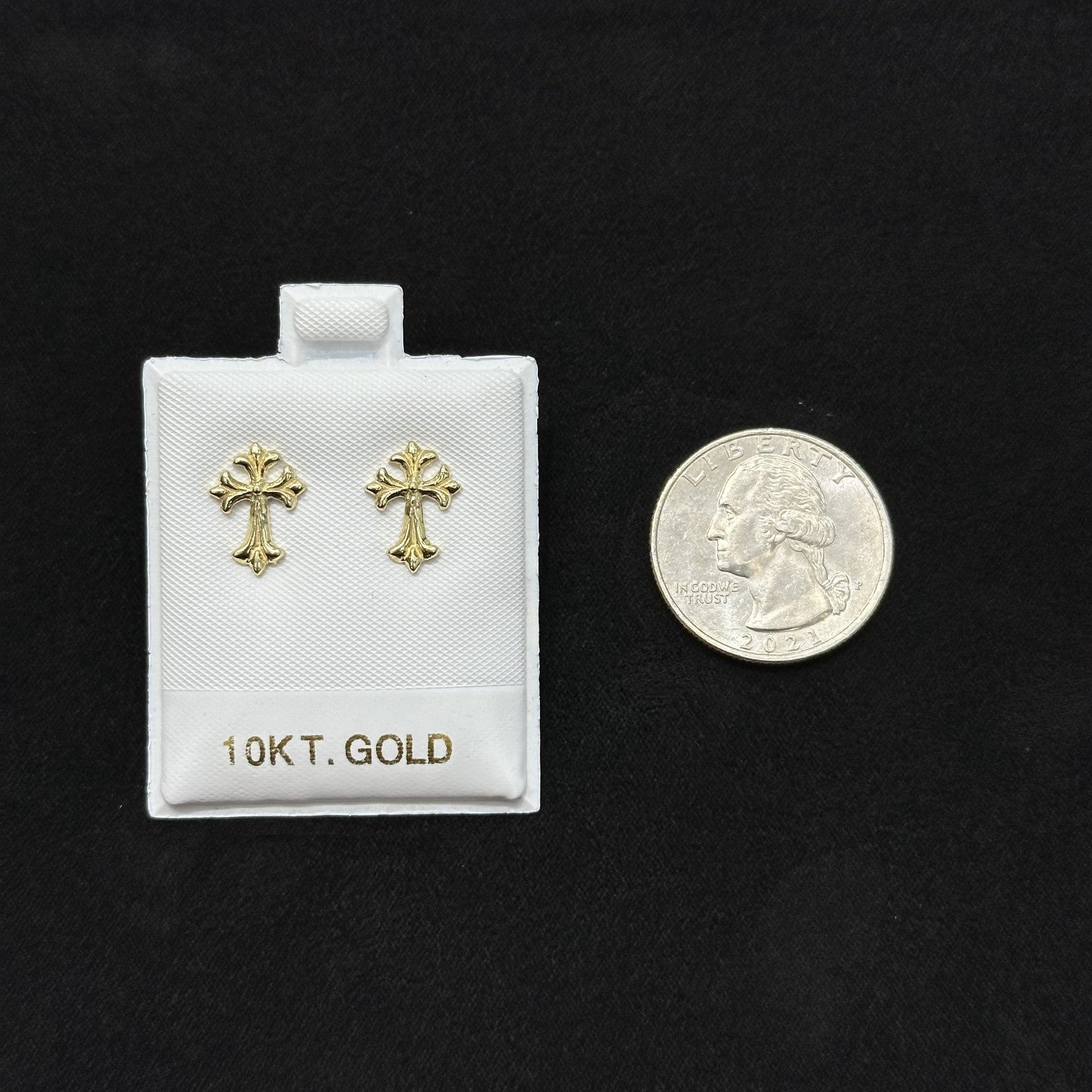 10k Real Gold Cross Earrings Male Female Size Real