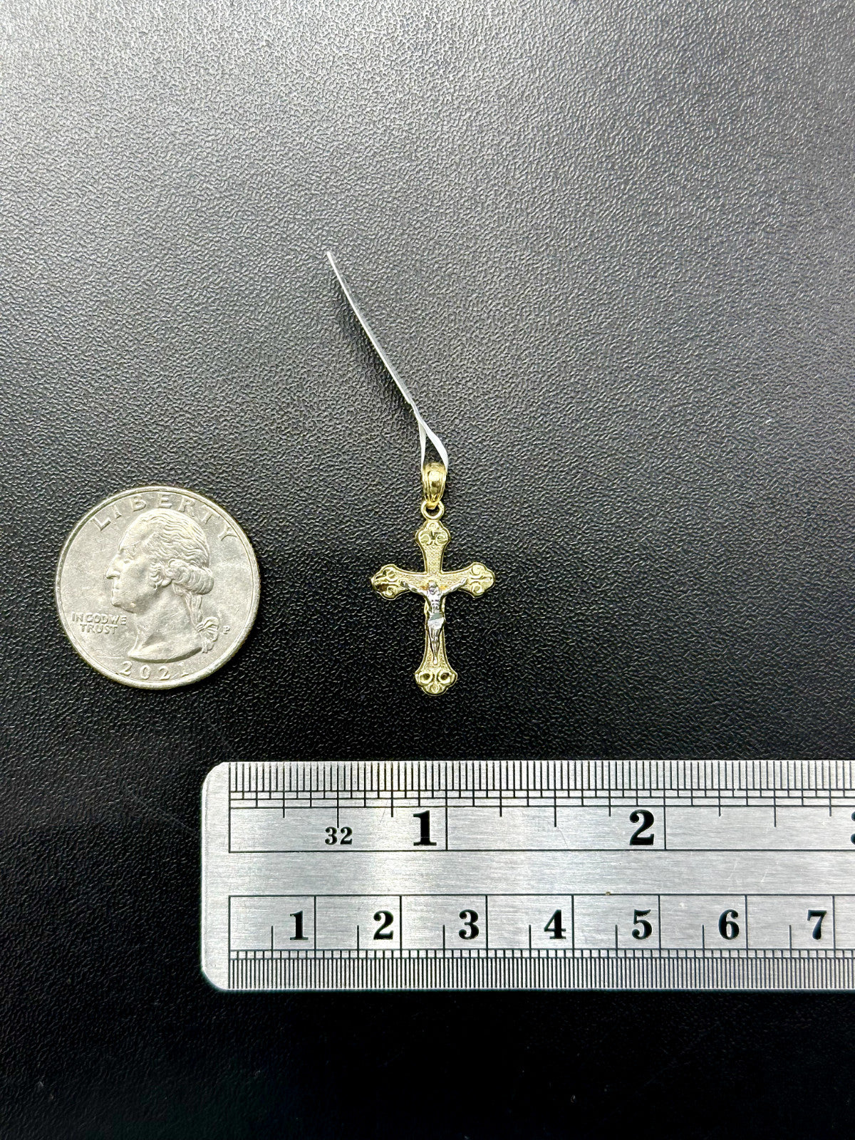 Real Solid 10K Yellow Gold Polished Small Cross Charm Pendant