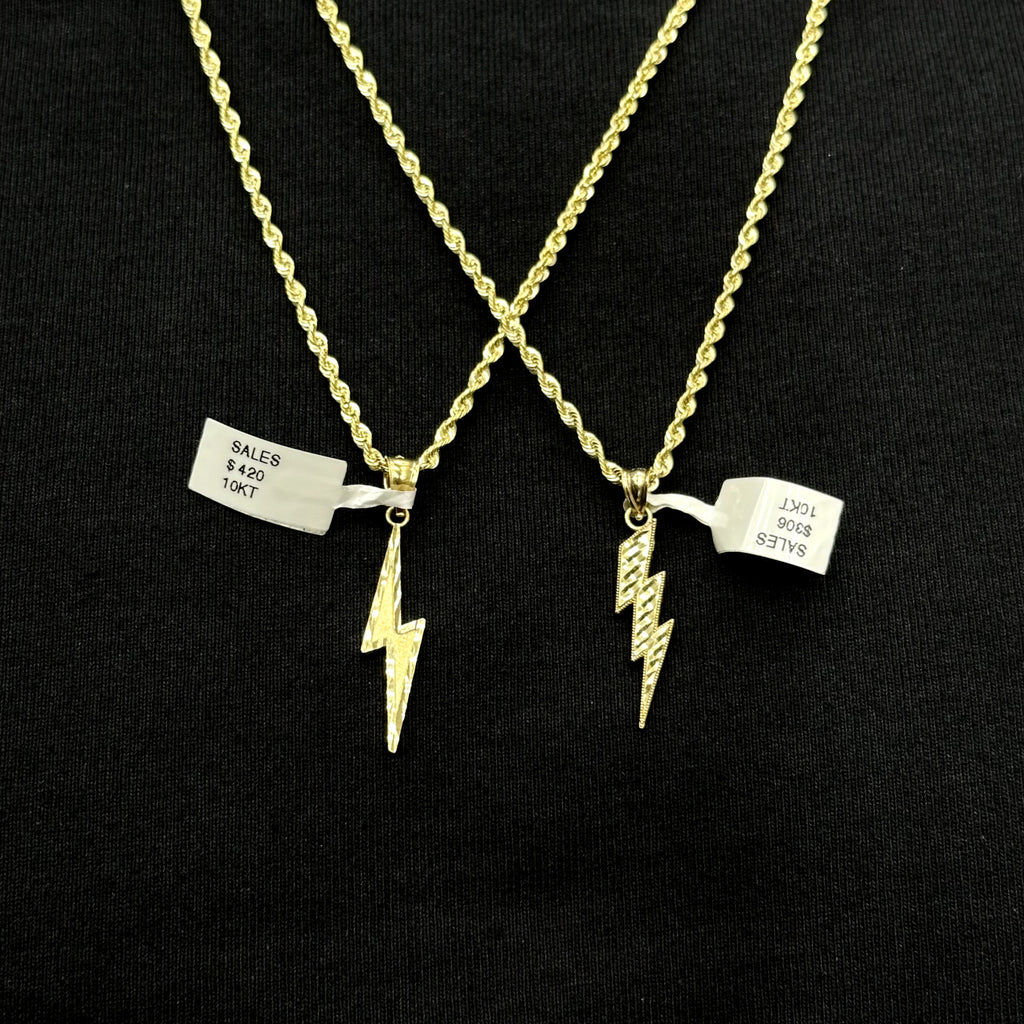 Gold Lightning Storm Charm 10k Real Yellow Gold Polish