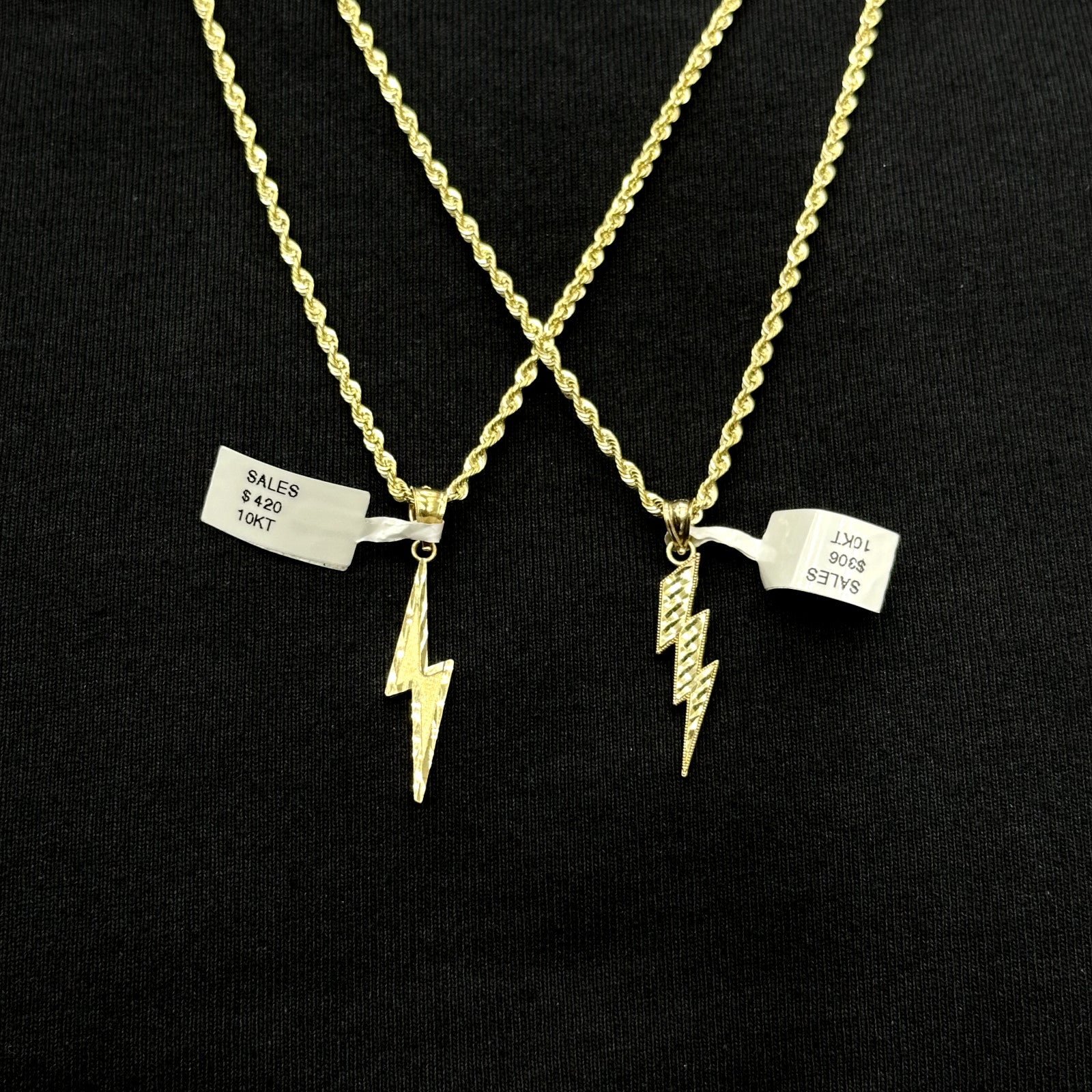 Gold Lightning Storm Charm 10k Real Yellow Gold Polish