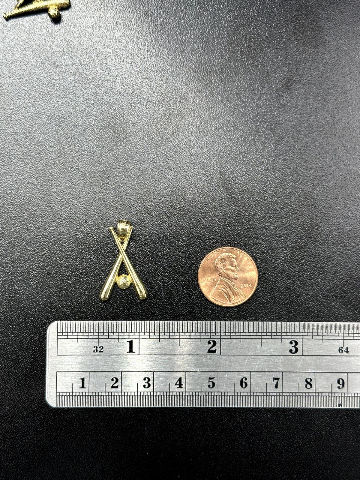 10K Yellow Gold Baseball Baseball Bat Charm Pendant