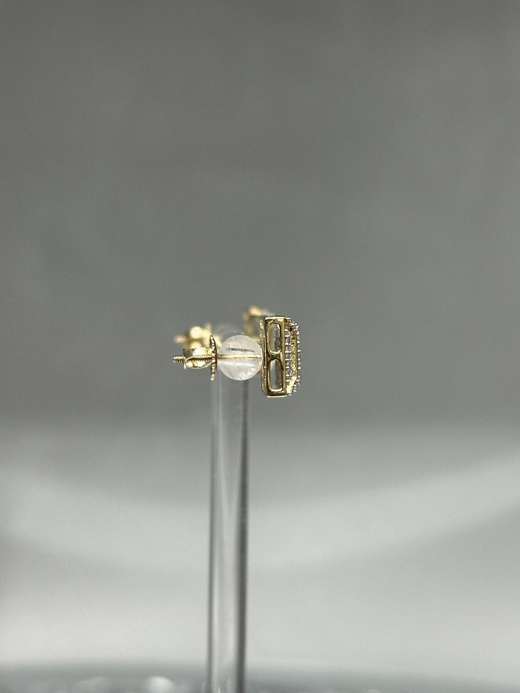 10k Real Gold  with Genuine 0.25ct Diamond Earrings Square