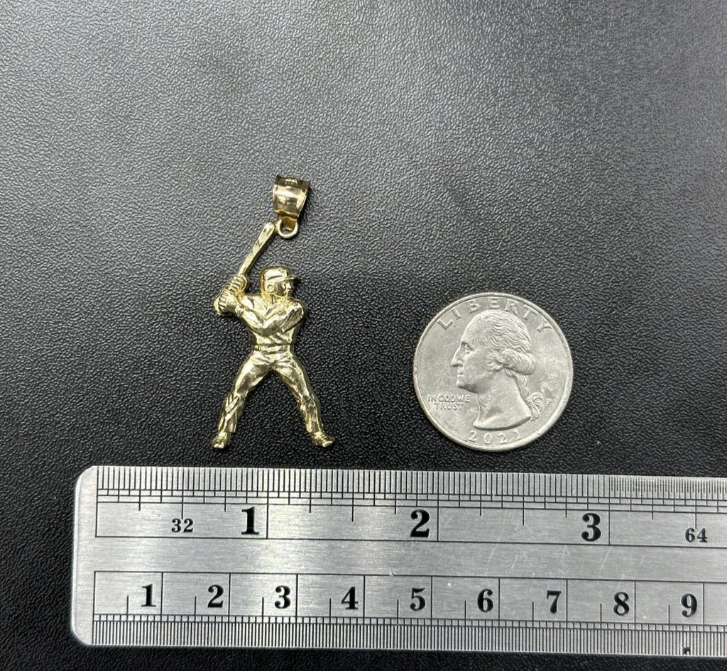 10KT Real Yellow Gold Baseball Charm Pendant  Male
