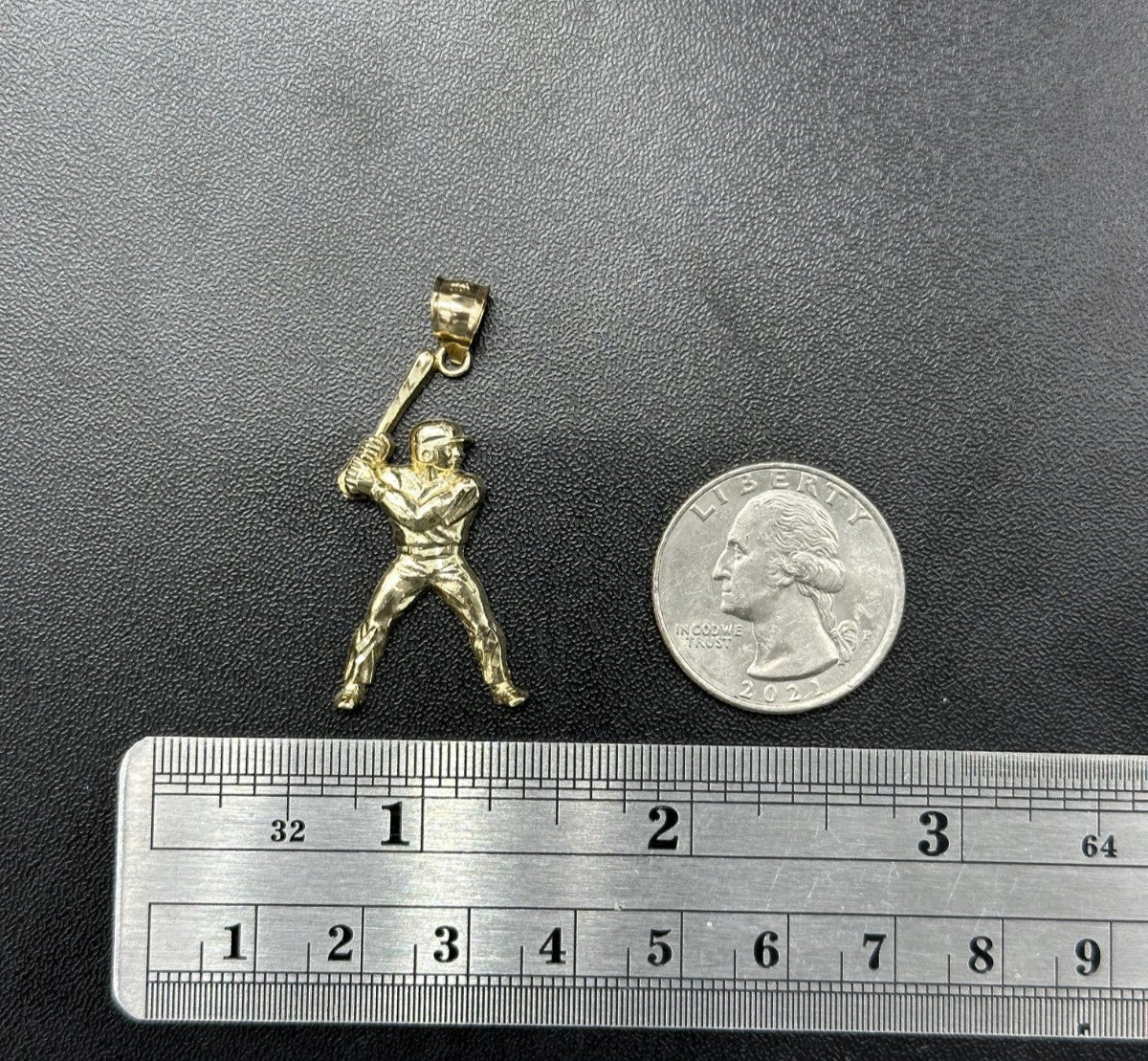 10KT Real Yellow Gold Baseball Charm Pendant  Male