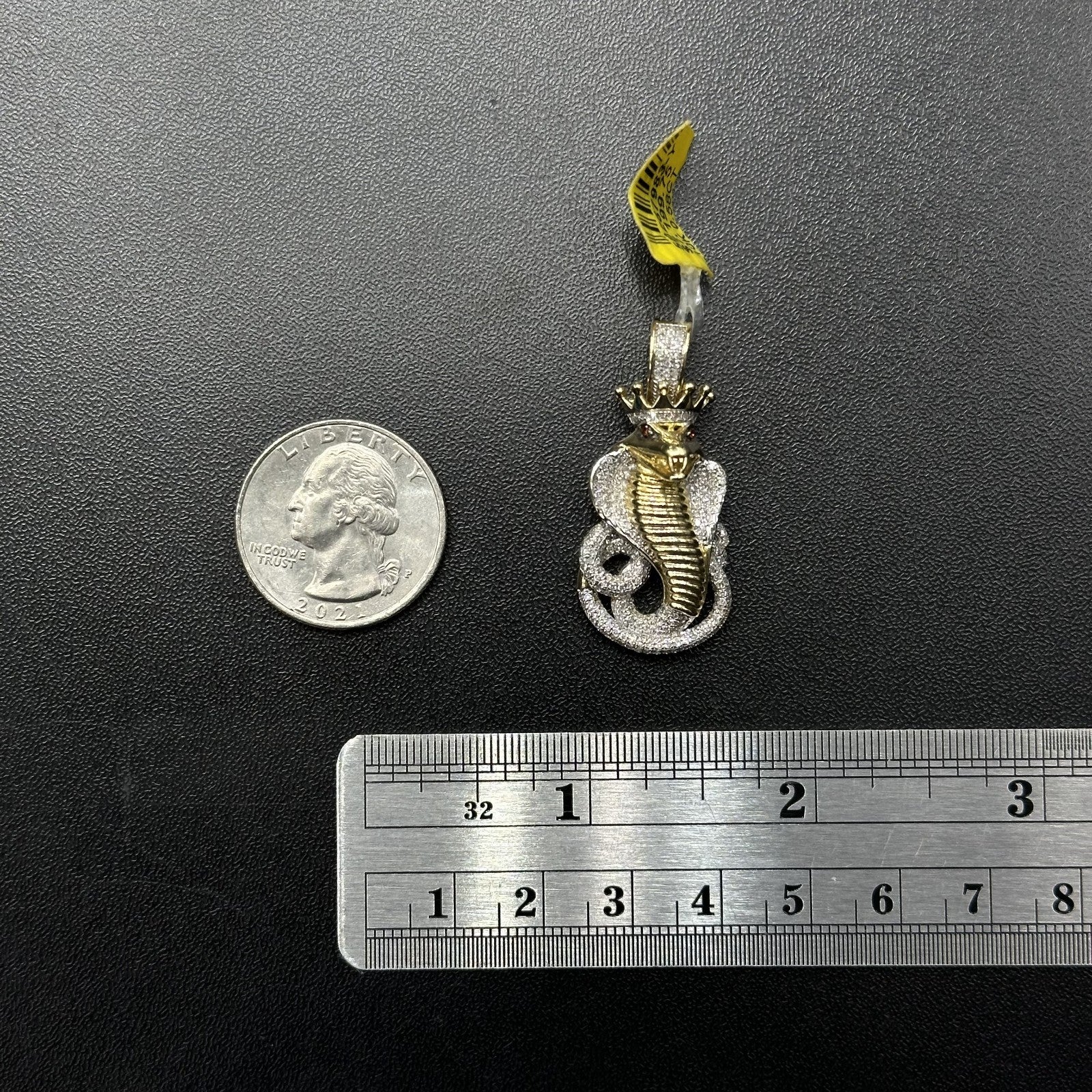Animal Snake Charm Pendant 10K Yellow Gold 0.58 Ct Round Cut Genuine Diamond