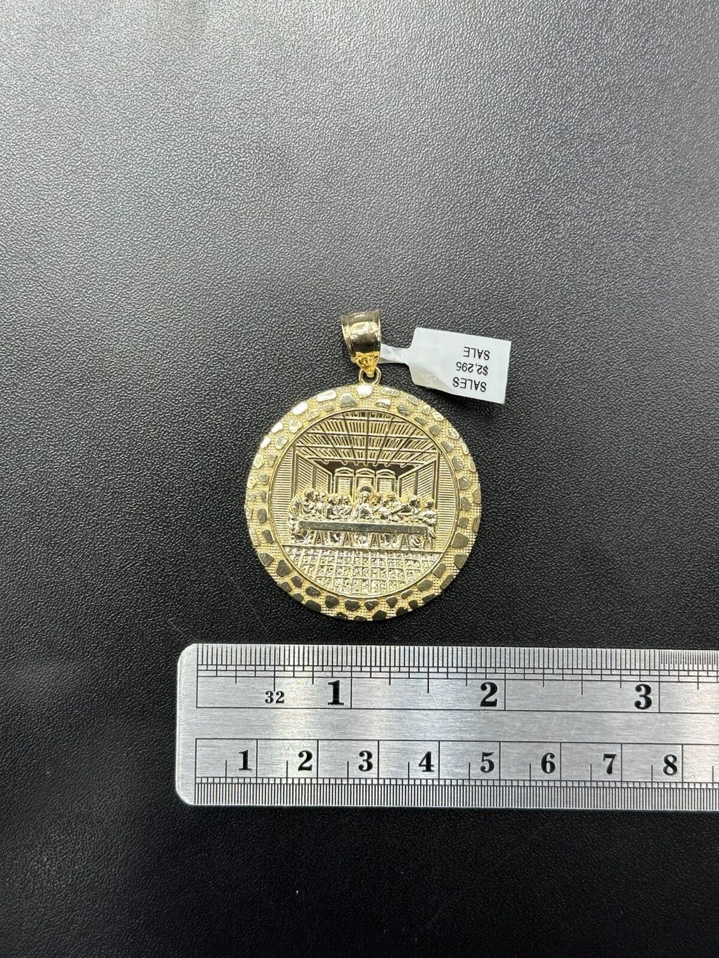 Round Last Supper Charm with Nuggets 10k Real Gold