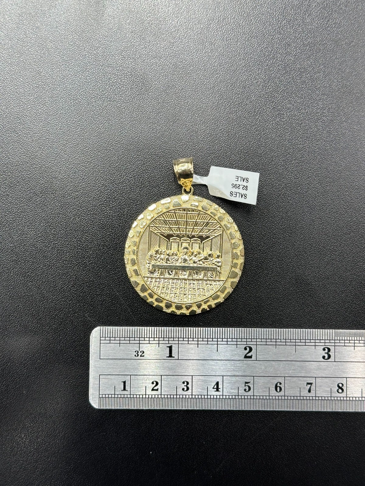 Round Last Supper Charm with Nuggets 10k Real Gold