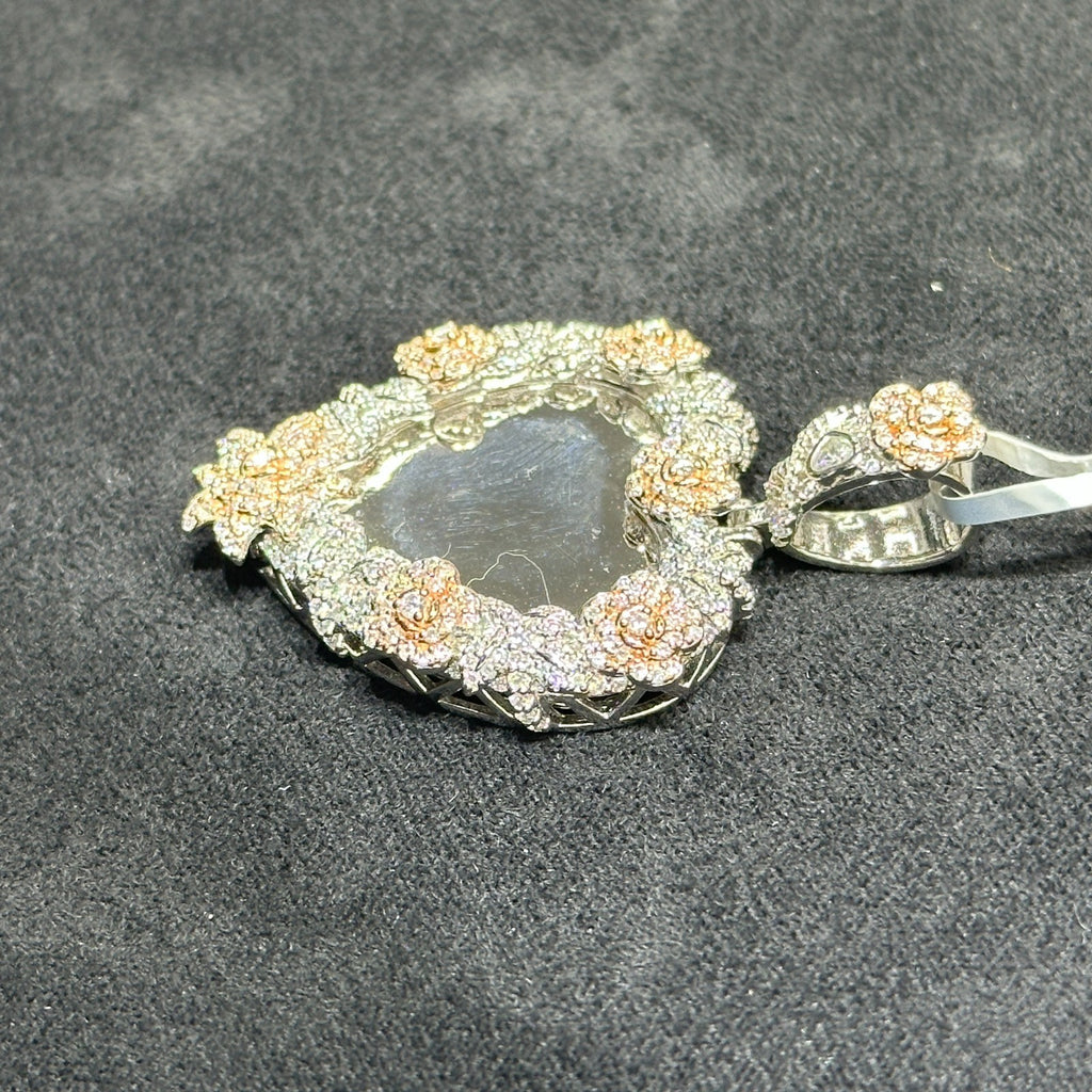 Heart with Flowers Moissanite 2.75CTW with 925 Silver Rose Gold Plated