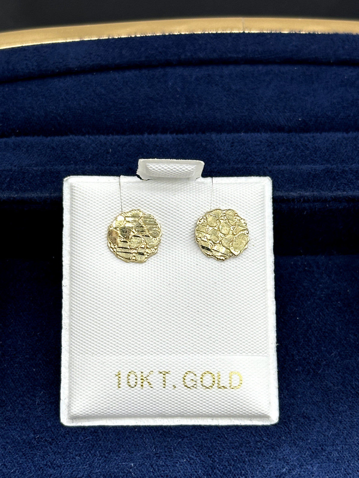10k Gold Nugget Earrings Round