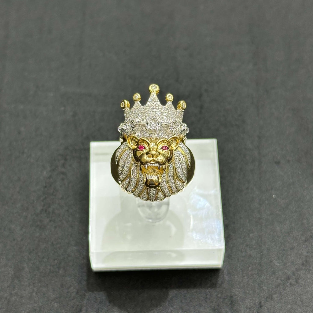 Natural Diamond Leon Head Ring 10k Gold Ring Man 0.5 ctw