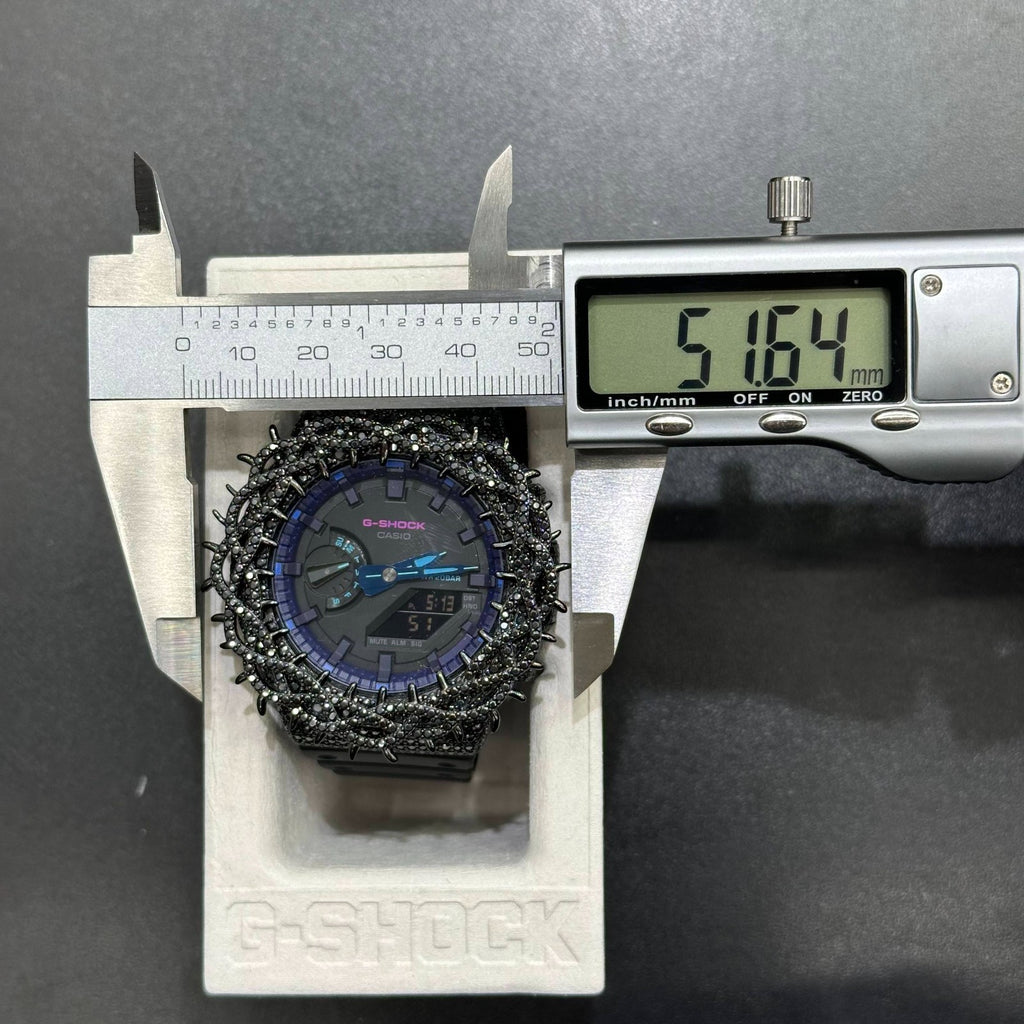 Black Moissanite Watch Man with Thorn Lab Diamonds