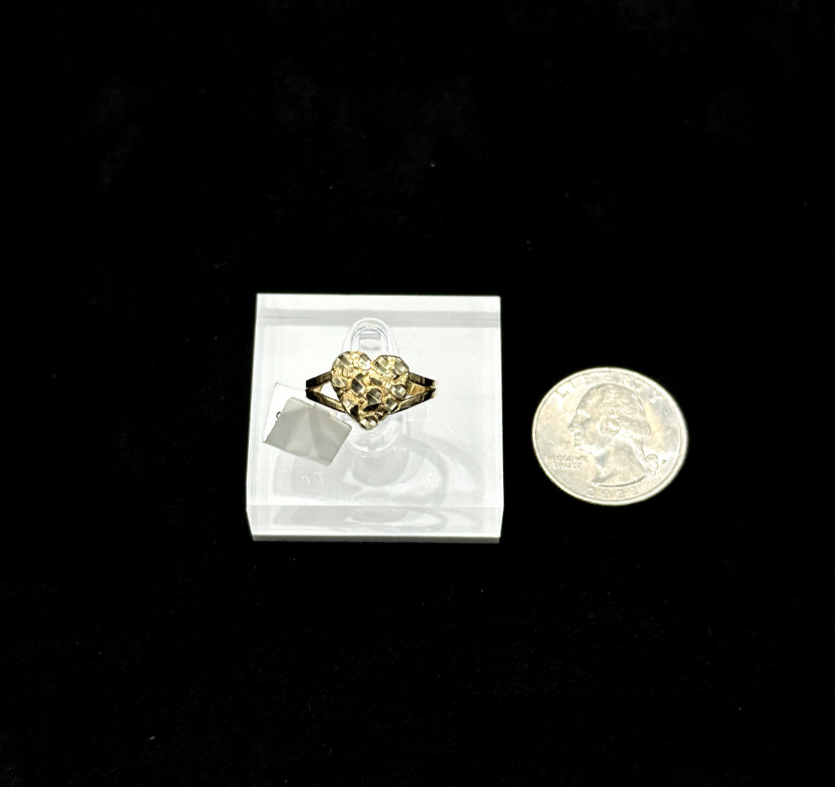 10k Gold Heart Nugget Ring Size 7