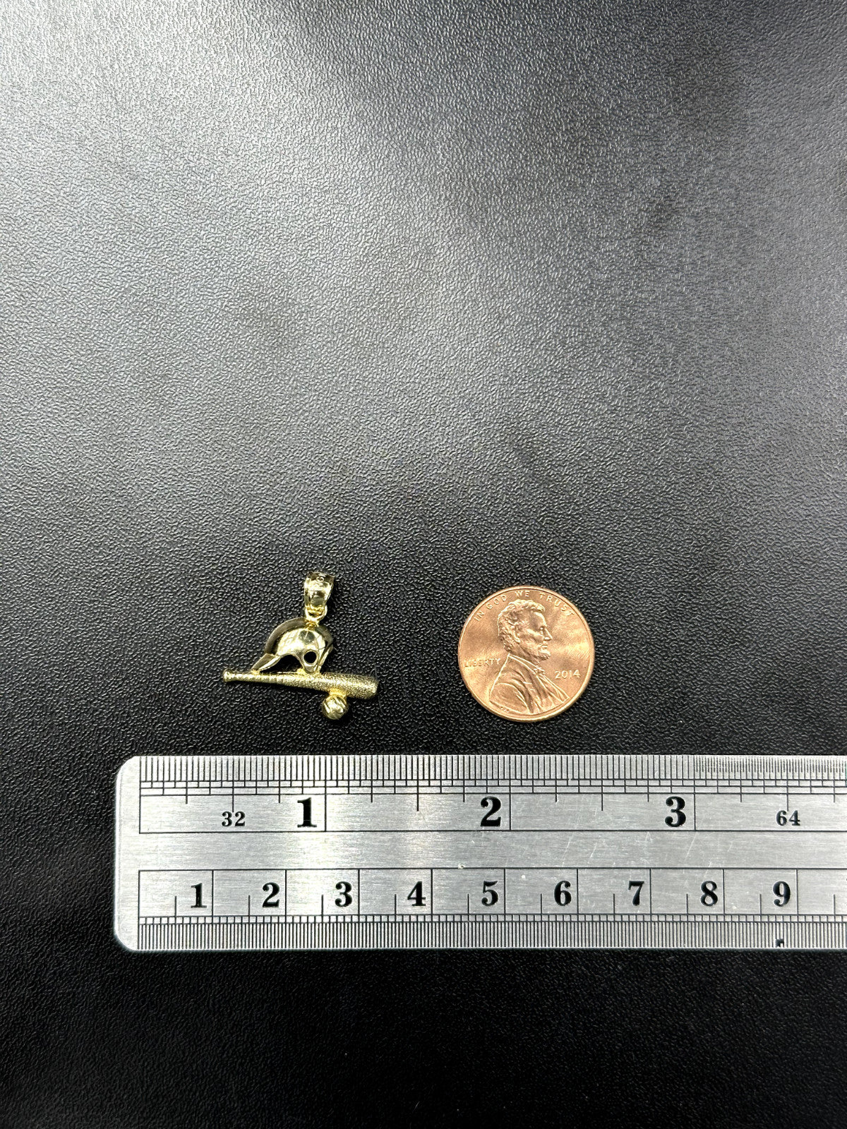 10K Yellow Gold Baseball Baseball Bat Charm Pendant