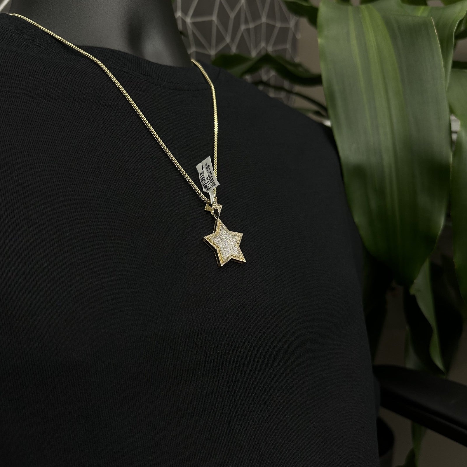 Genuine Diamond Start Charm 1.20 CTW with 10k Gold Pendant Male Female
