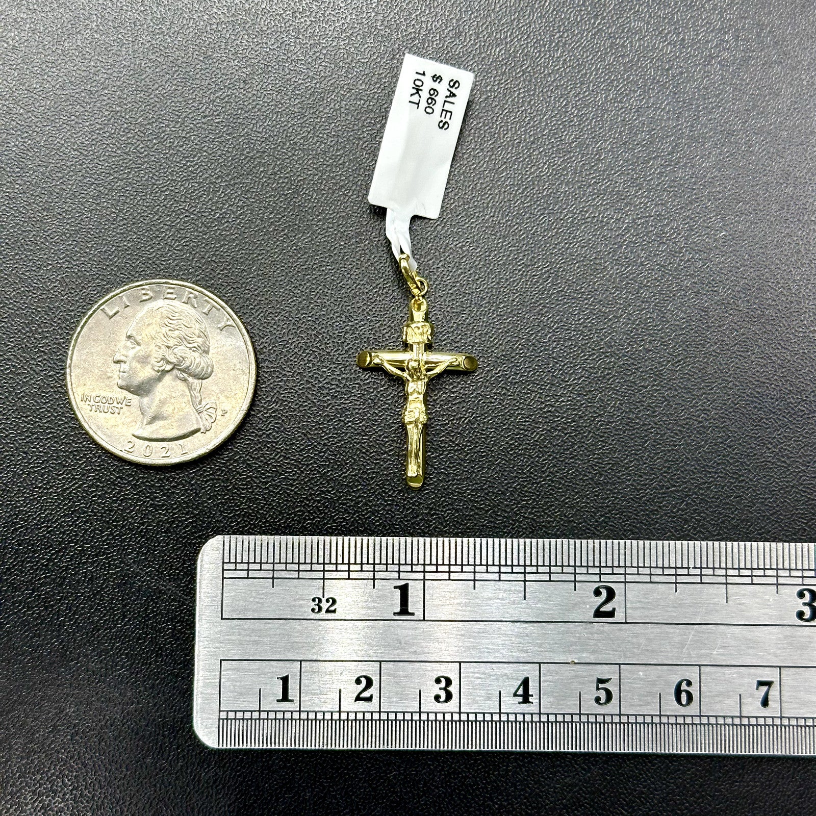 Real Solid 10K Yellow Gold Polished Small Cross Charm Pendant
