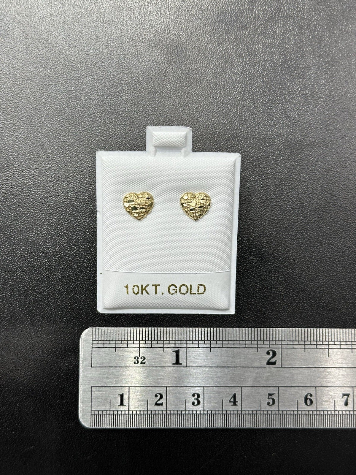 10K GOLD EARRINGS HEART NUGGET STYLE  MALE FEMALE SIZE REAL GOLD