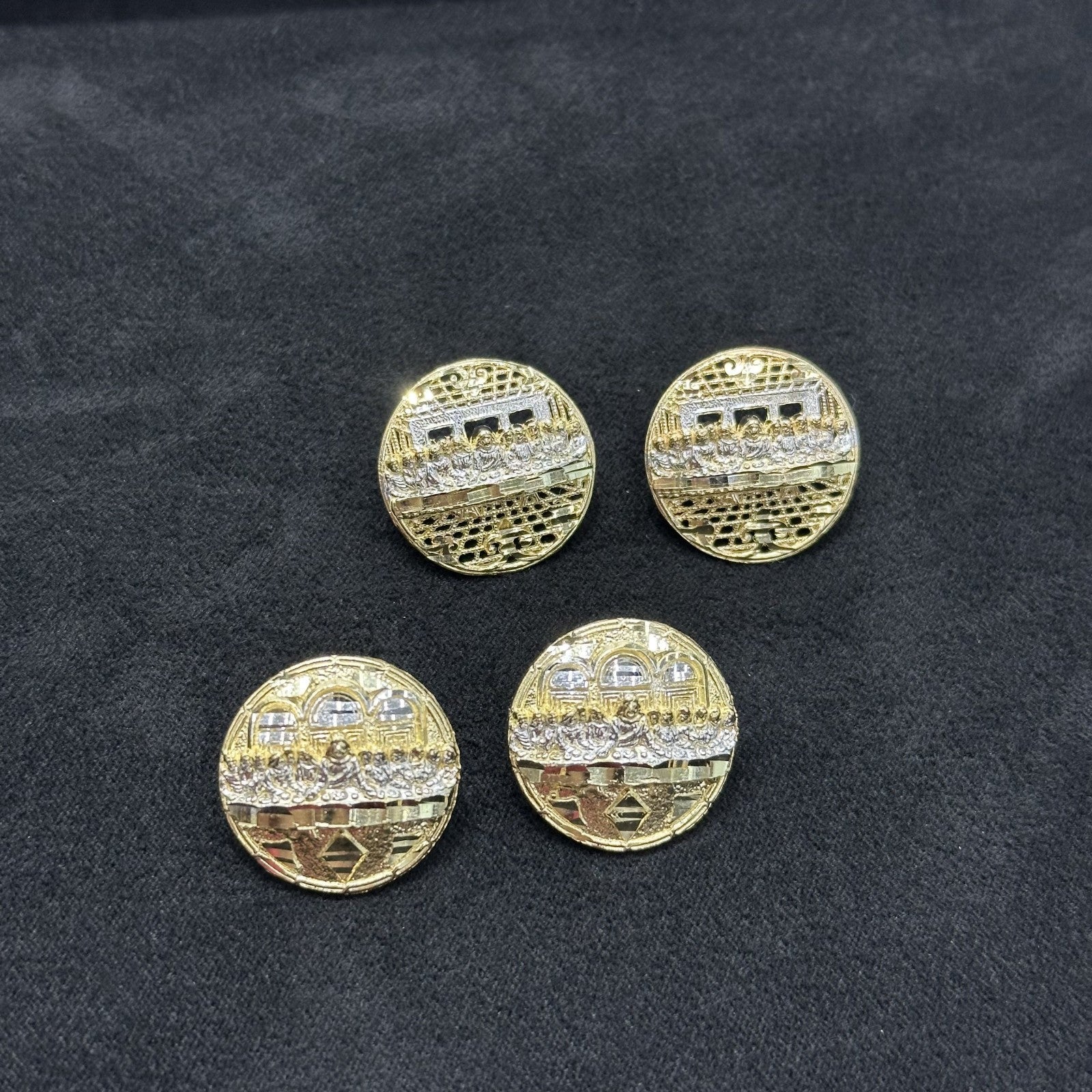 10k Gold Last Supper Earrings Large Size