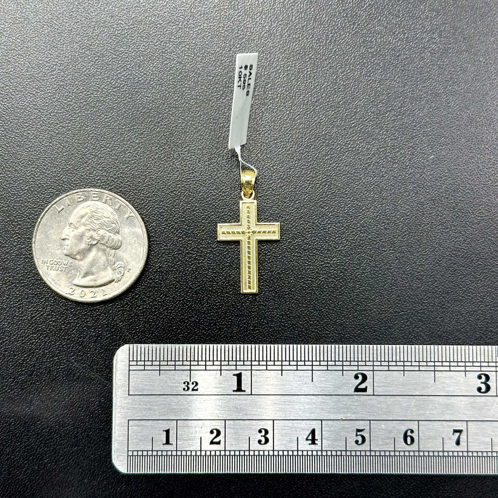 Real Solid 10K Yellow Gold Polished Small Cross Charm Pendant