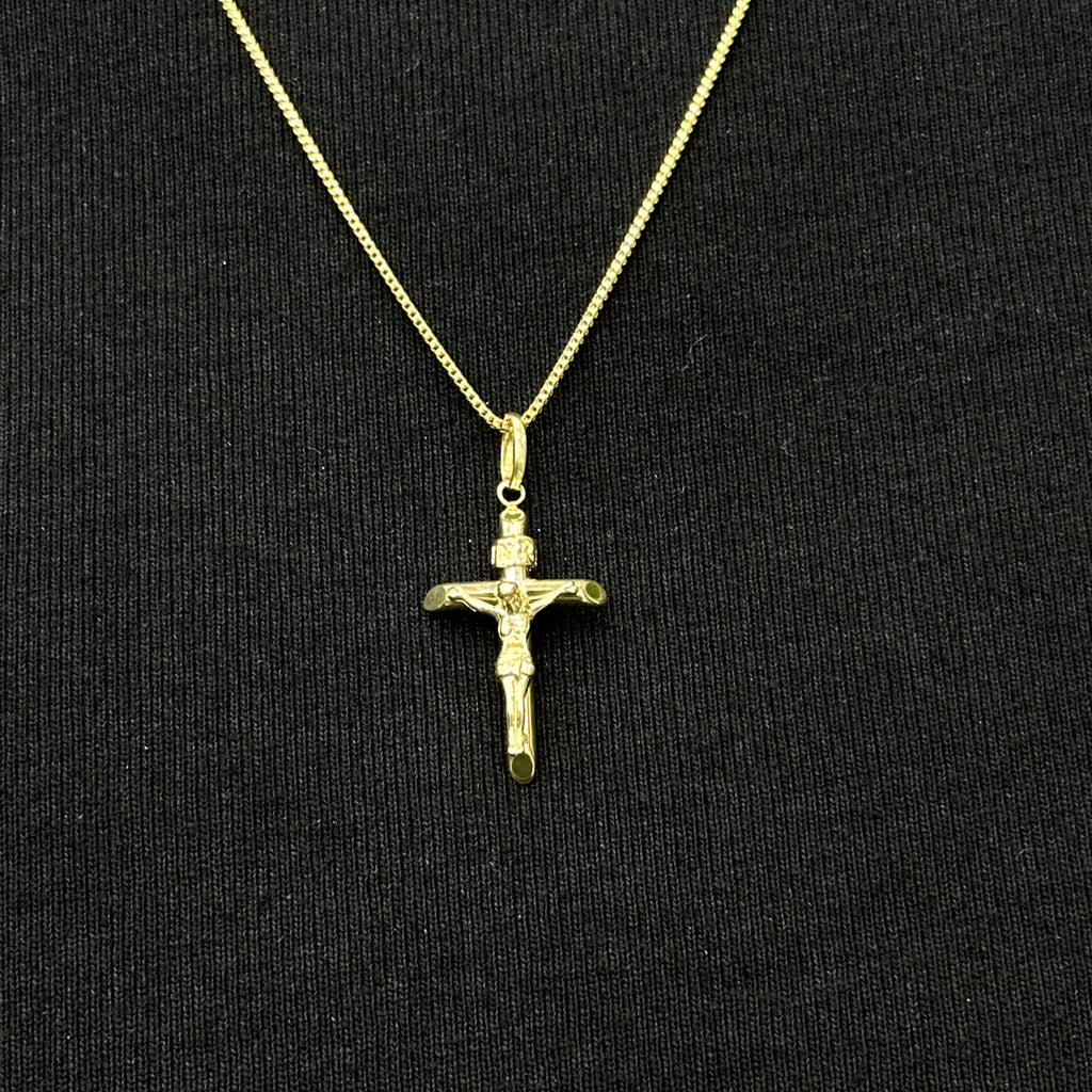 Real Solid 10K Yellow Gold Polished Small Cross Charm Pendant